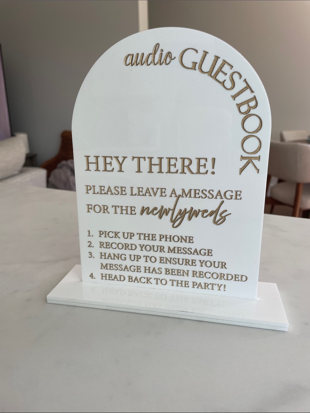 Audio Guestbook Sign - White with Gold Lettering
